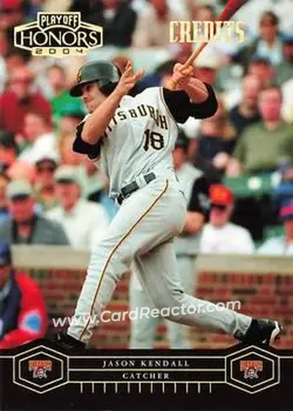 2004 Playoff Honors - Credits Gold #158 - Jason Kendall - Pittsburgh Pirates - Front