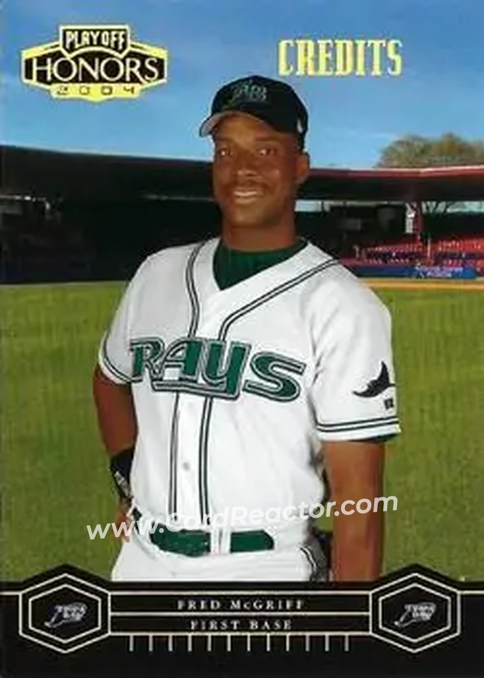 2004 Playoff Honors - Credits Gold #187 - Fred McGriff - Tampa Bay Devil Rays - Front
