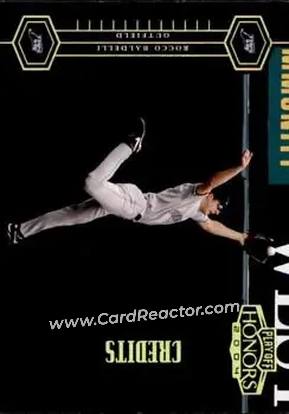 2004 Playoff Honors - Credits Gold #188 - Rocco Baldelli - Tampa Bay Devil Rays - Front 2004 Playoff Honors - Credits Gold #188 - Rocco Baldelli - Tampa Bay Devil Rays - Front