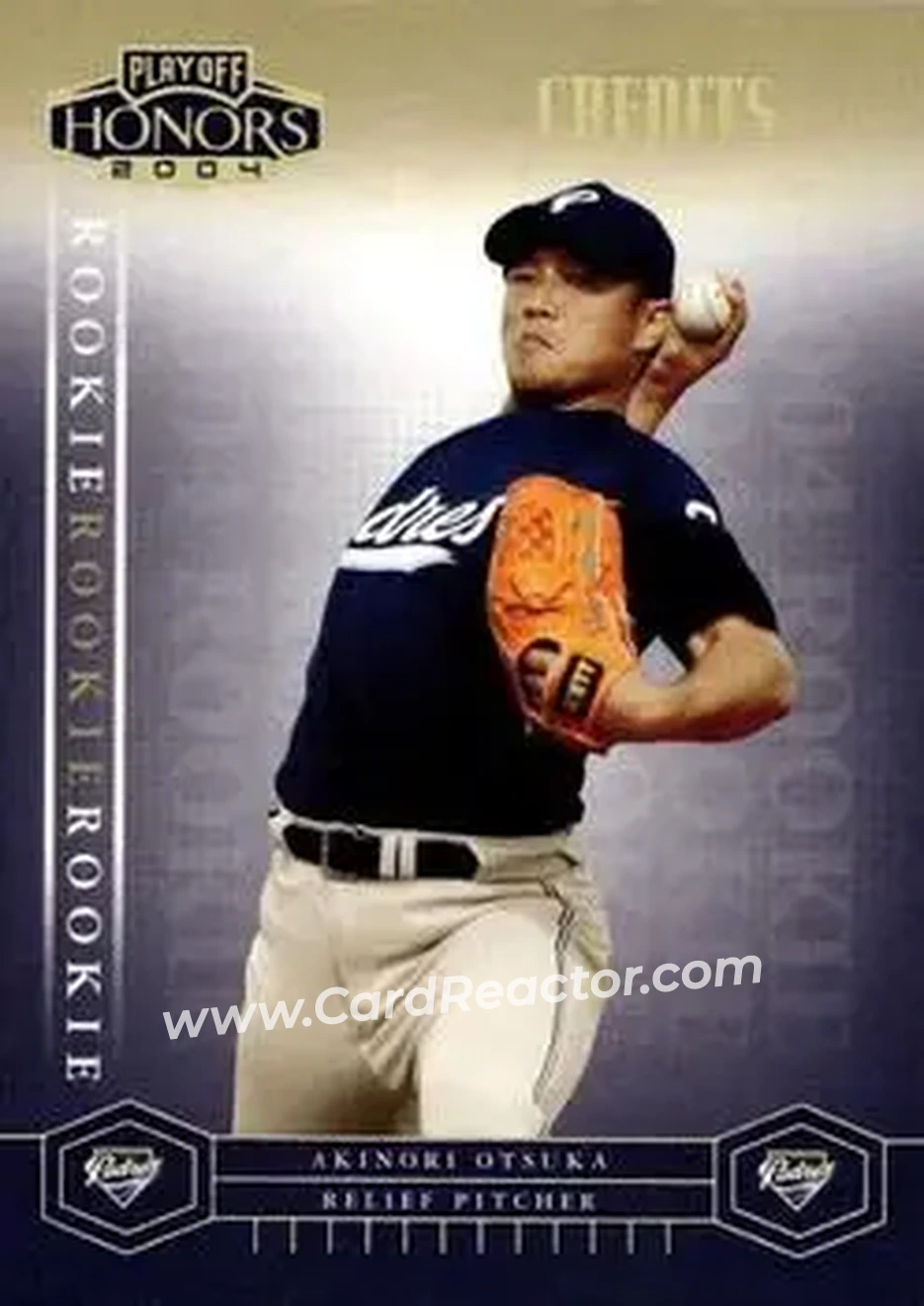 2004 Playoff Honors - Credits Gold #204 - Akinori Otsuka - San Diego Padres - Front 2004 Playoff Honors - Credits Gold #204 - Akinori Otsuka - San Diego Padres - Front
