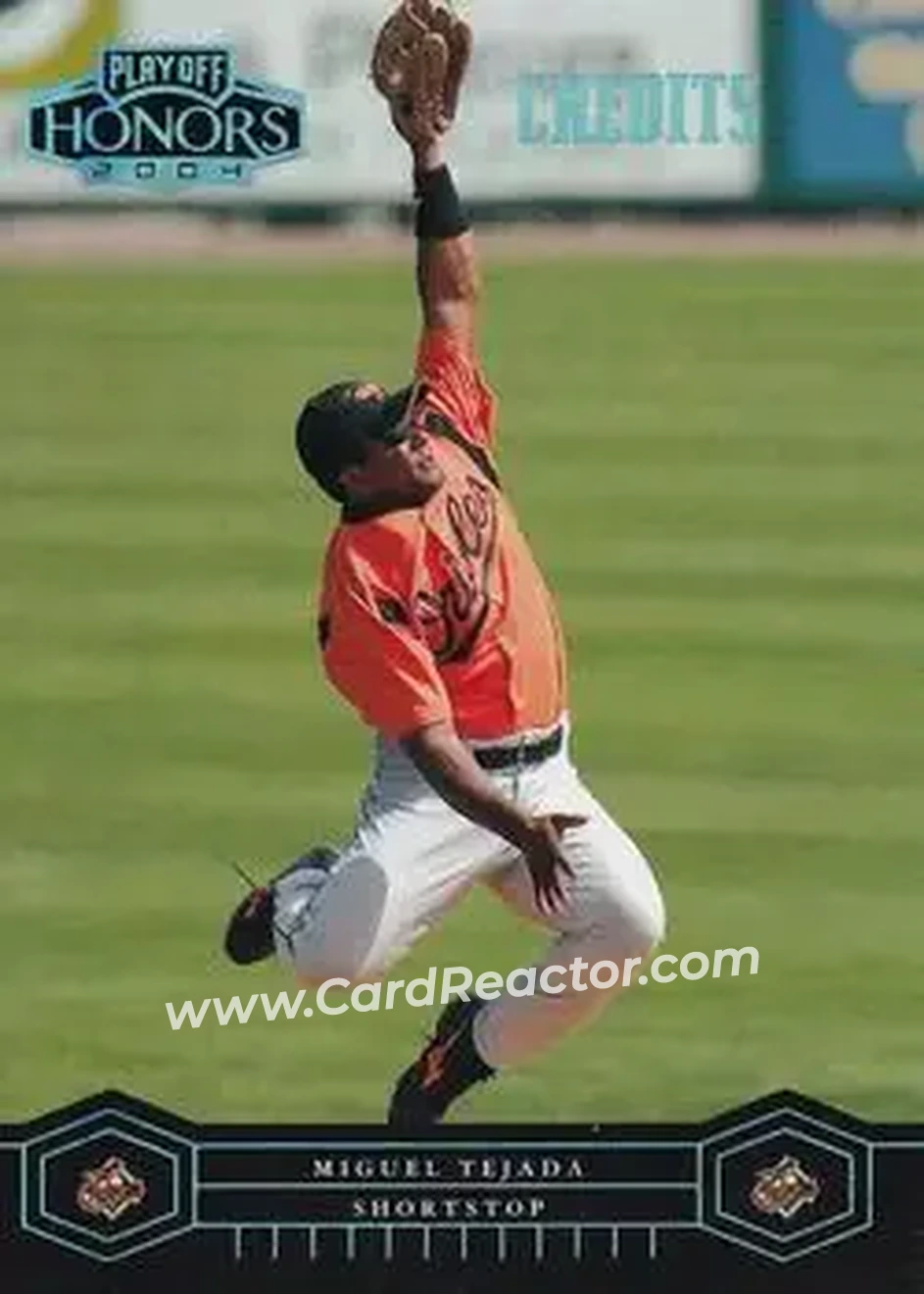 2004 Playoff Honors - Credits Platinum #31 - Miguel Tejada - Baltimore Orioles - Front 2004 Playoff Honors - Credits Platinum #31 - Miguel Tejada - Baltimore Orioles - Front