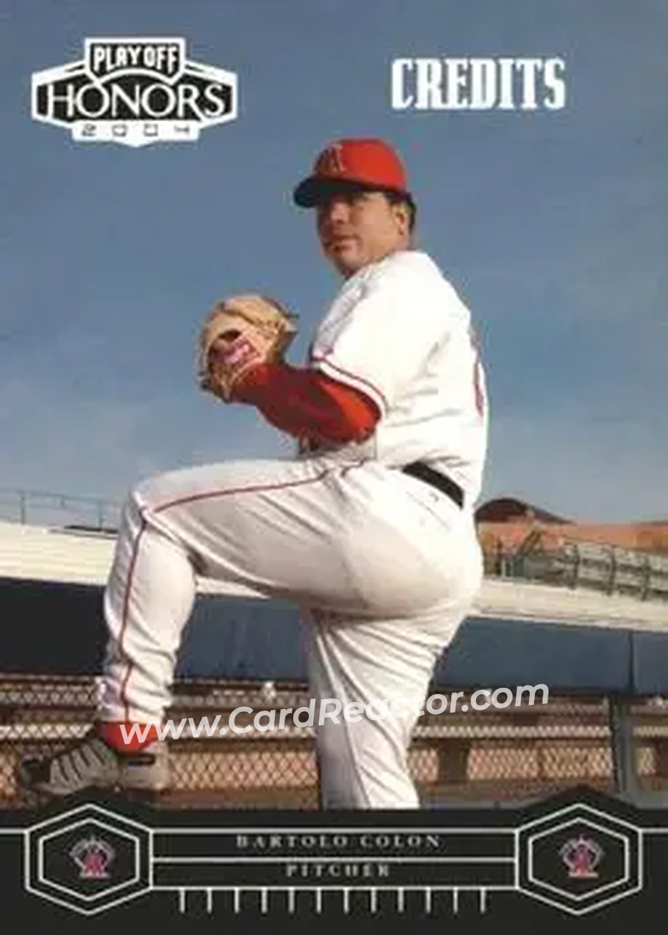 2004 Playoff Honors - Credits Silver #1 - Bartolo Colon - Anaheim Angels - Front