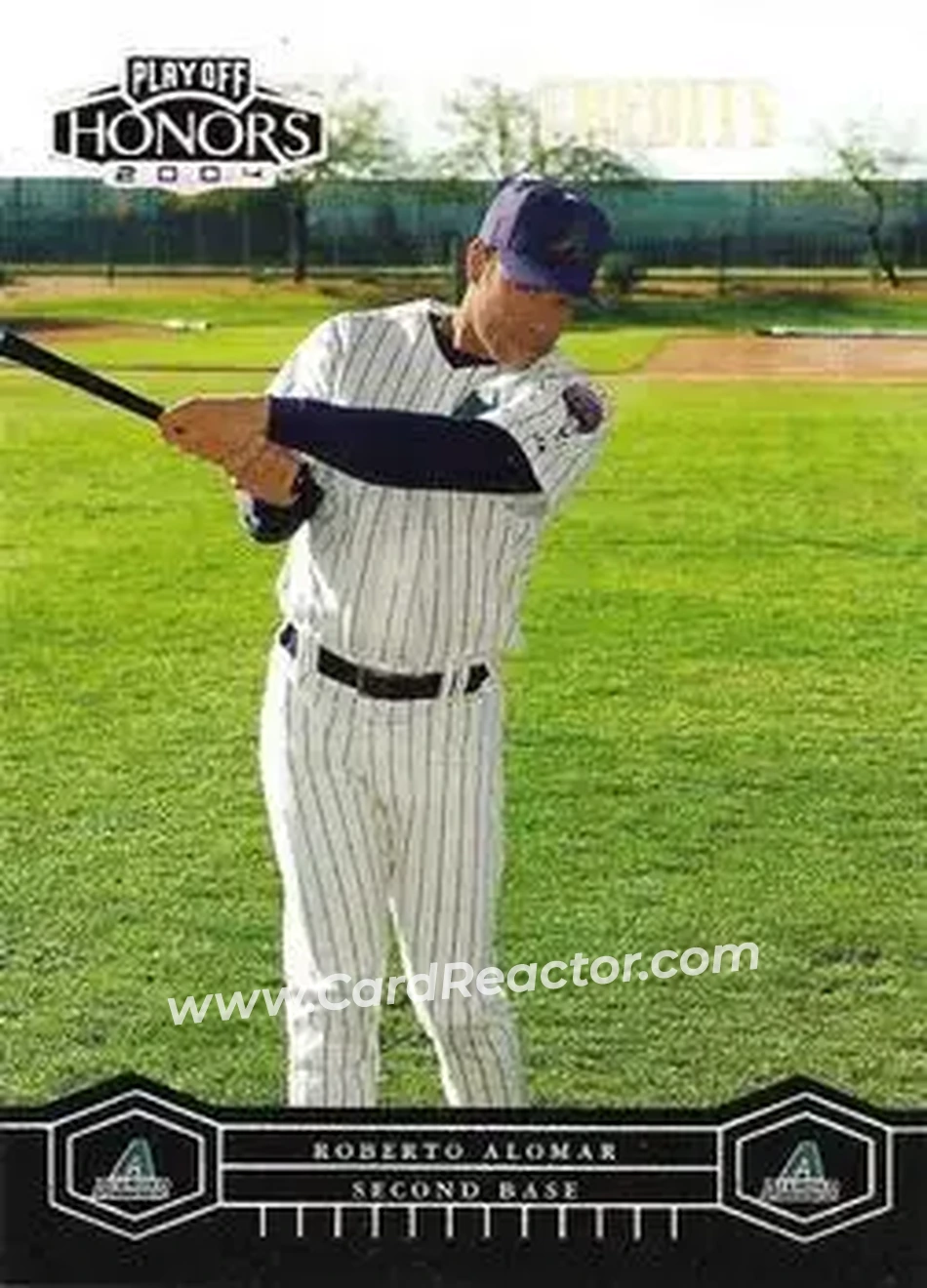 2004 Playoff Honors - Credits Silver #12 - Roberto Alomar - Arizona Diamondbacks - Front 2004 Playoff Honors - Credits Silver #12 - Roberto Alomar - Arizona Diamondbacks - Front