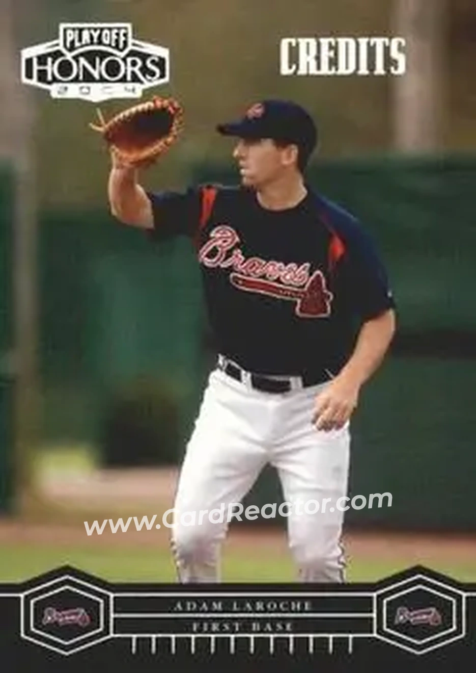 2004 Playoff Honors - Credits Silver #15 - Adam LaRoche - Atlanta Braves - Front 2004 Playoff Honors - Credits Silver #15 - Adam LaRoche - Atlanta Braves - Front