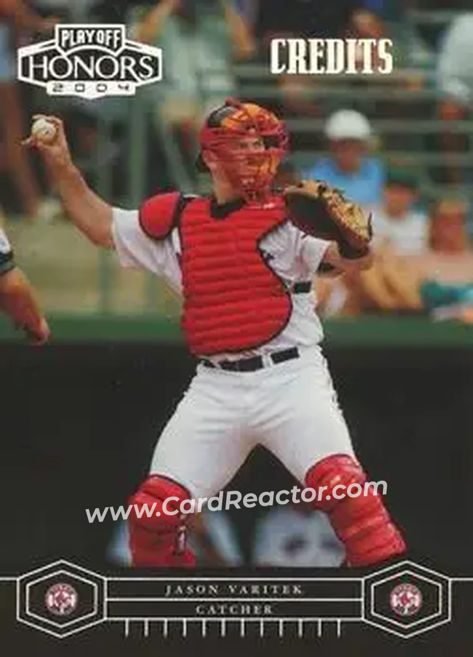2004 Playoff Honors - Credits Silver #36 - Jason Varitek - Boston Red Sox - Front 2004 Playoff Honors - Credits Silver #36 - Jason Varitek - Boston Red Sox - Front
