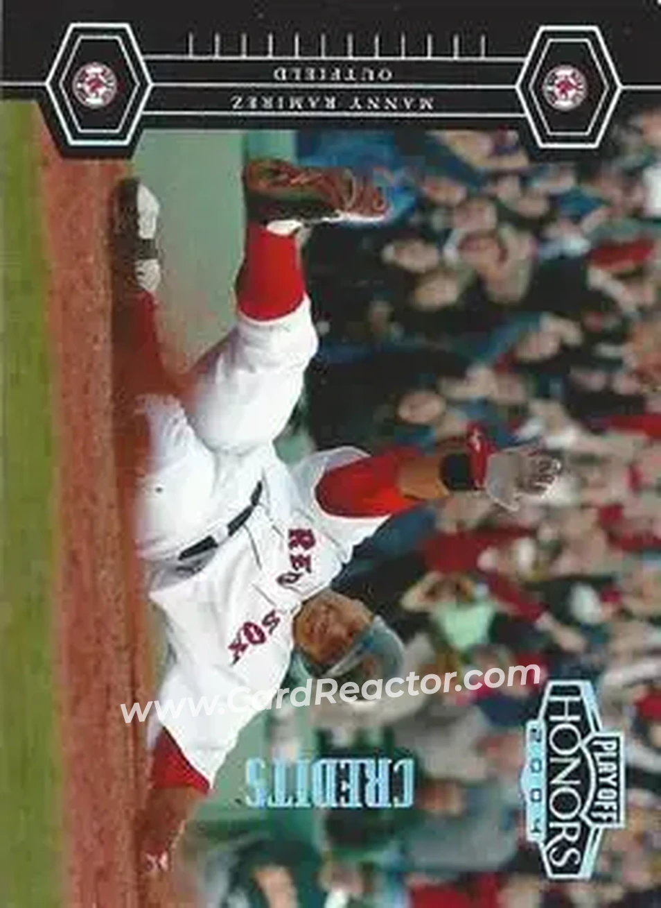 2004 Playoff Honors - Credits Silver #38 - Manny Ramirez - Boston Red Sox - Front