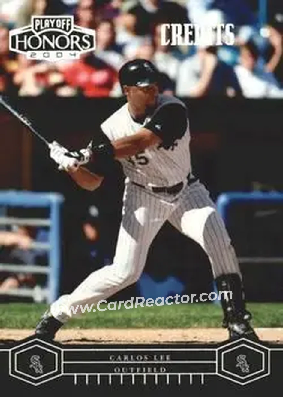 2004 Playoff Honors - Credits Silver #51 - Carlos Lee - Chicago White Sox - Front 2004 Playoff Honors - Credits Silver #51 - Carlos Lee - Chicago White Sox - Front