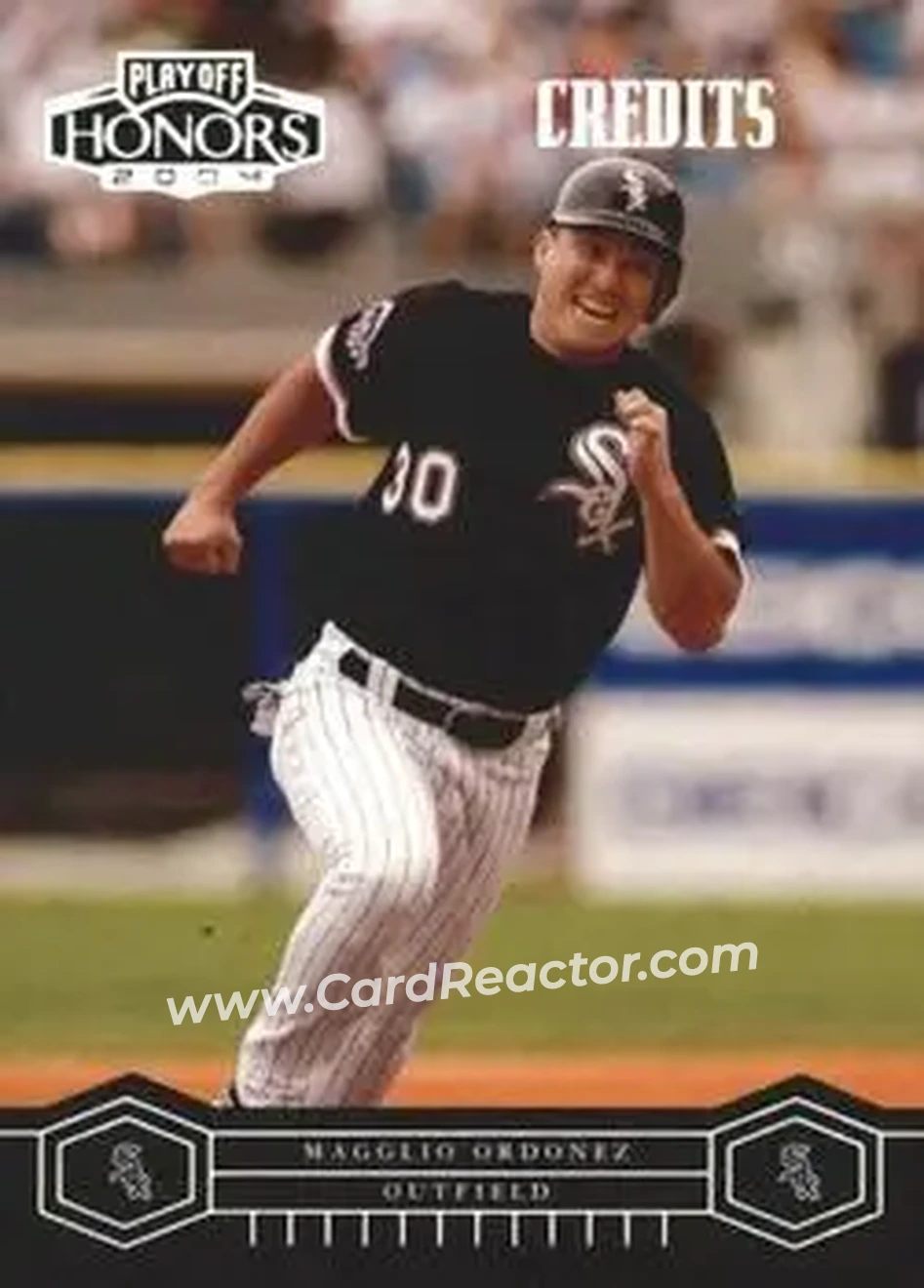 2004 Playoff Honors - Credits Silver #55 - Magglio Ordonez - Chicago White Sox - Front 2004 Playoff Honors - Credits Silver #55 - Magglio Ordonez - Chicago White Sox - Front