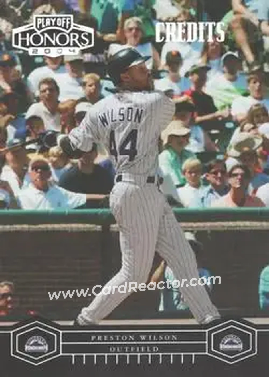 2004 Playoff Honors - Credits Silver #72 - Preston Wilson - Colorado Rockies - Front 2004 Playoff Honors - Credits Silver #72 - Preston Wilson - Colorado Rockies - Front