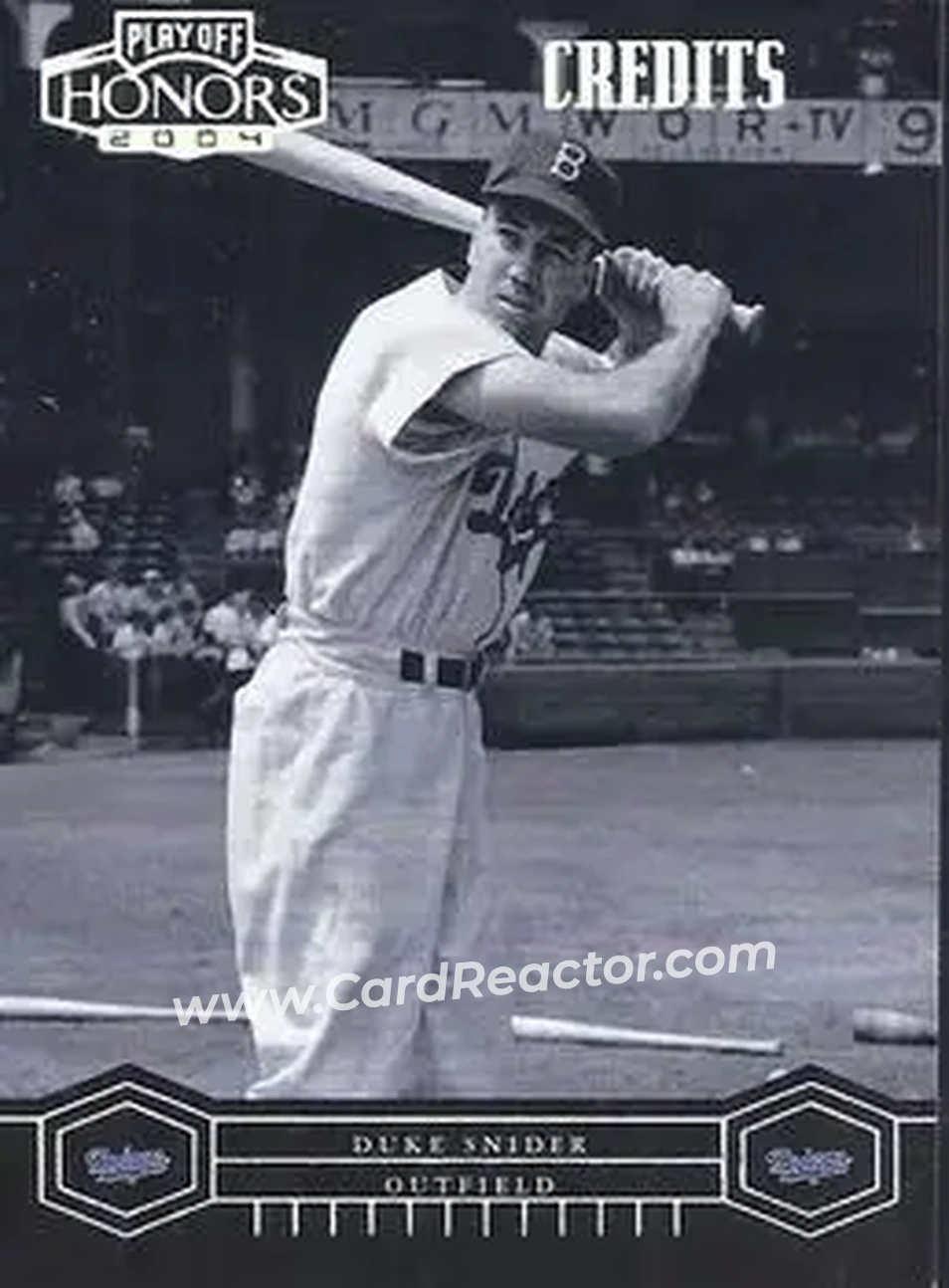2004 Playoff Honors - Credits Silver #101 - Edwin "Duke" Snider - Brooklyn Dodgers - Front 2004 Playoff Honors - Credits Silver #101 - Edwin "Duke" Snider - Brooklyn Dodgers - Front