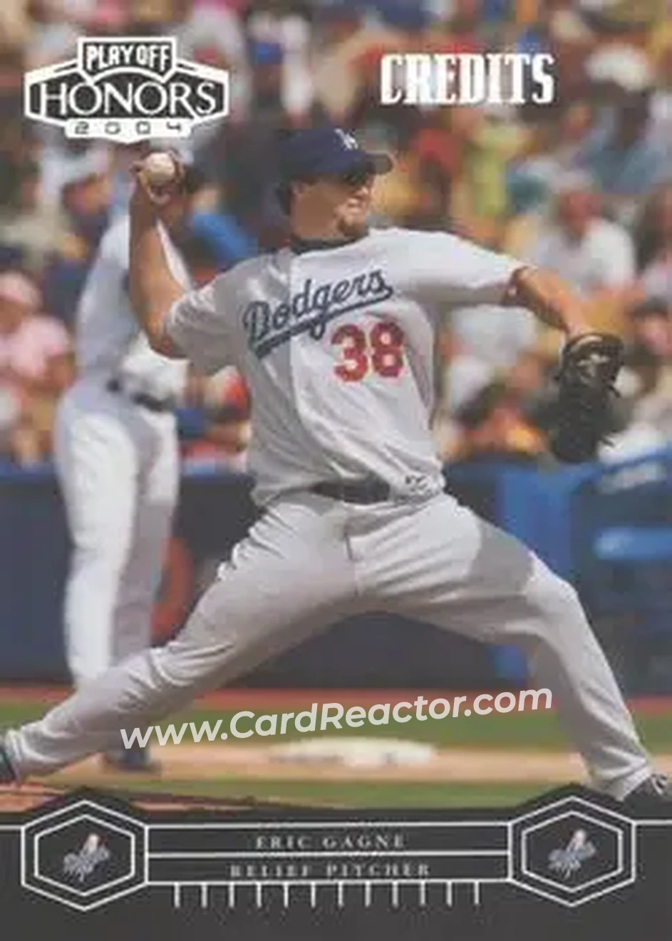 2004 Playoff Honors - Credits Silver #103 - Eric Gagne - Los Angeles Dodgers - Front