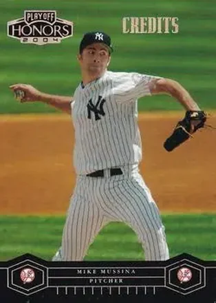 2004 Playoff Honors - Credits Silver #141 - Mike Mussina - New York Yankees
