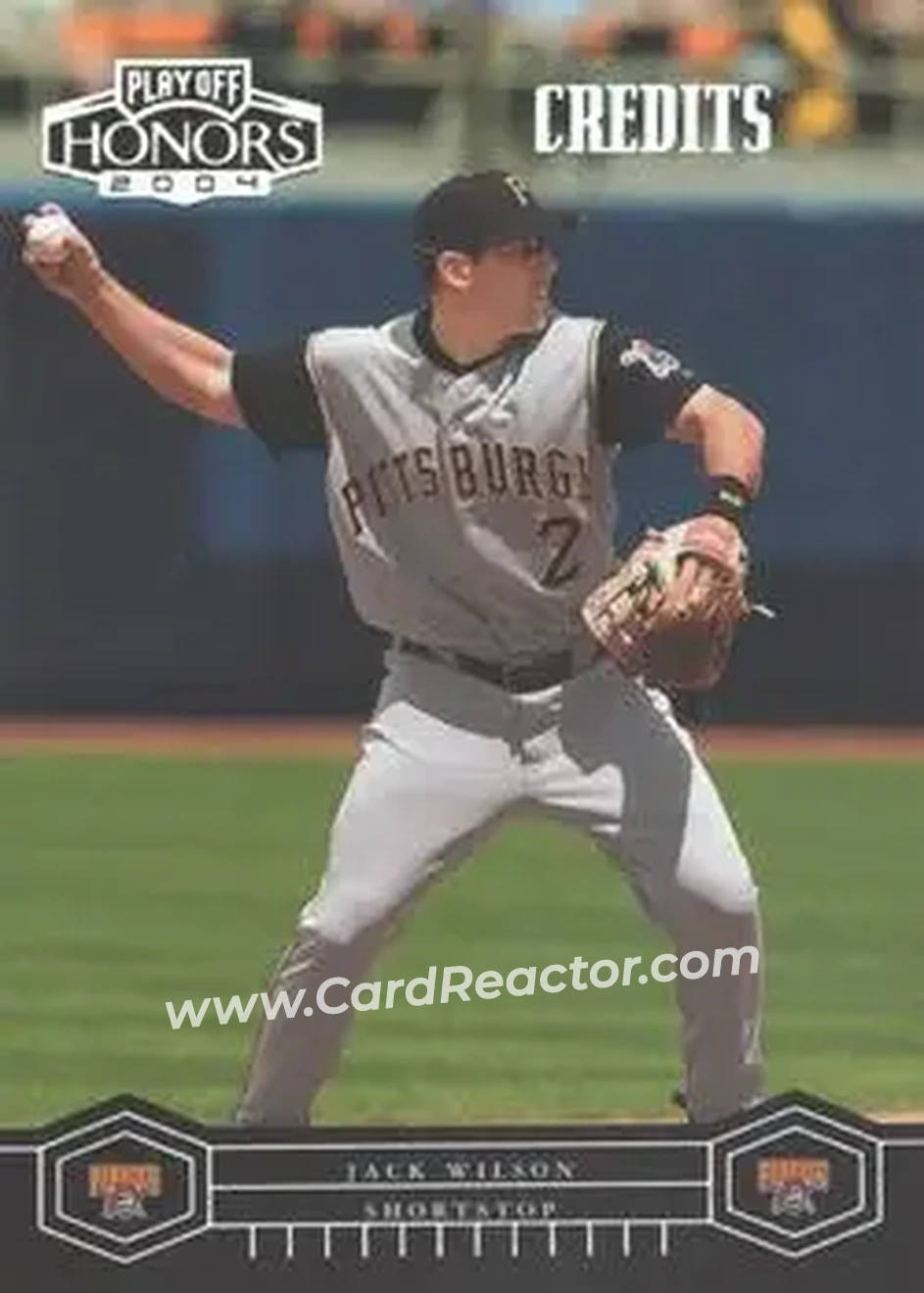 2004 Playoff Honors - Credits Silver #157 - Jack Wilson - Pittsburgh Pirates - Front 2004 Playoff Honors - Credits Silver #157 - Jack Wilson - Pittsburgh Pirates - Front