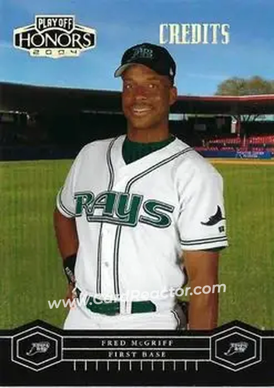 2004 Playoff Honors - Credits Silver #187 - Fred McGriff - Tampa Bay Devil Rays - Front