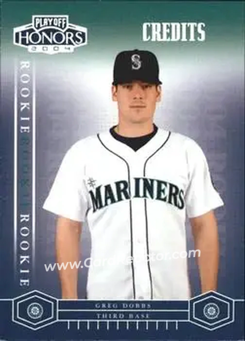2004 Playoff Honors - Credits Silver #242 - Greg Dobbs - Seattle Mariners - Front 2004 Playoff Honors - Credits Silver #242 - Greg Dobbs - Seattle Mariners - Front