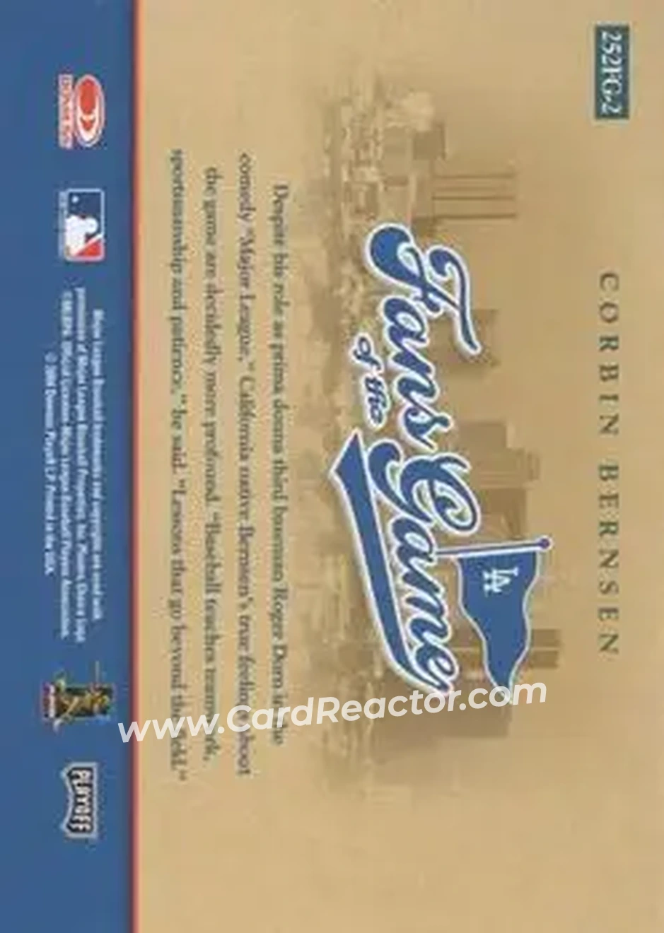 2004 Playoff Honors - Fans of the Game #252FG-2 - Corbin Bernsen - Los Angeles Dodgers - Back