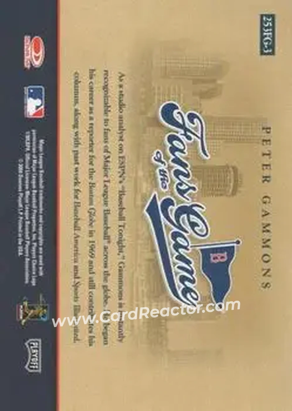 2004 Playoff Honors - Fans of the Game #253FG-3 - Peter Gammons - Boston Red Sox - Back 2004 Playoff Honors - Fans of the Game #253FG-3 - Peter Gammons - Boston Red Sox - Back