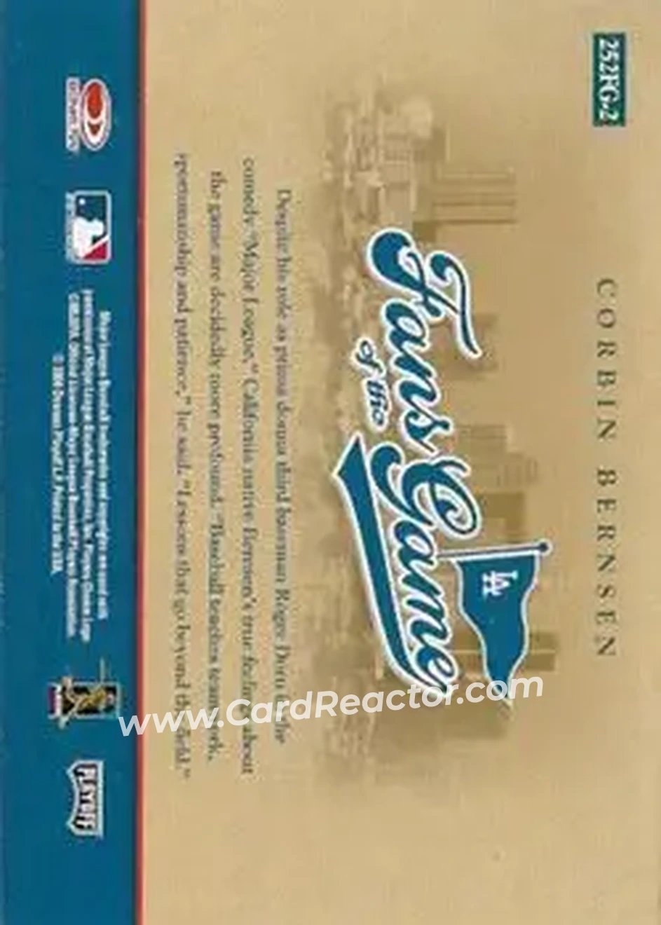 2004 Playoff Honors - Fans of the Game Autographs #252FG-2 - Corbin Bernsen - Los Angeles Dodgers - Back