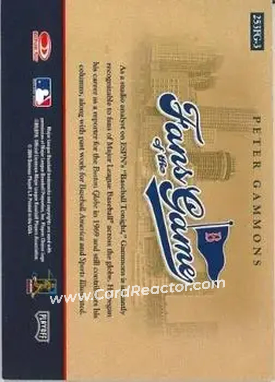 2004 Playoff Honors - Fans of the Game Autographs #253FG-3 - Peter Gammons - Boston Red Sox - Back