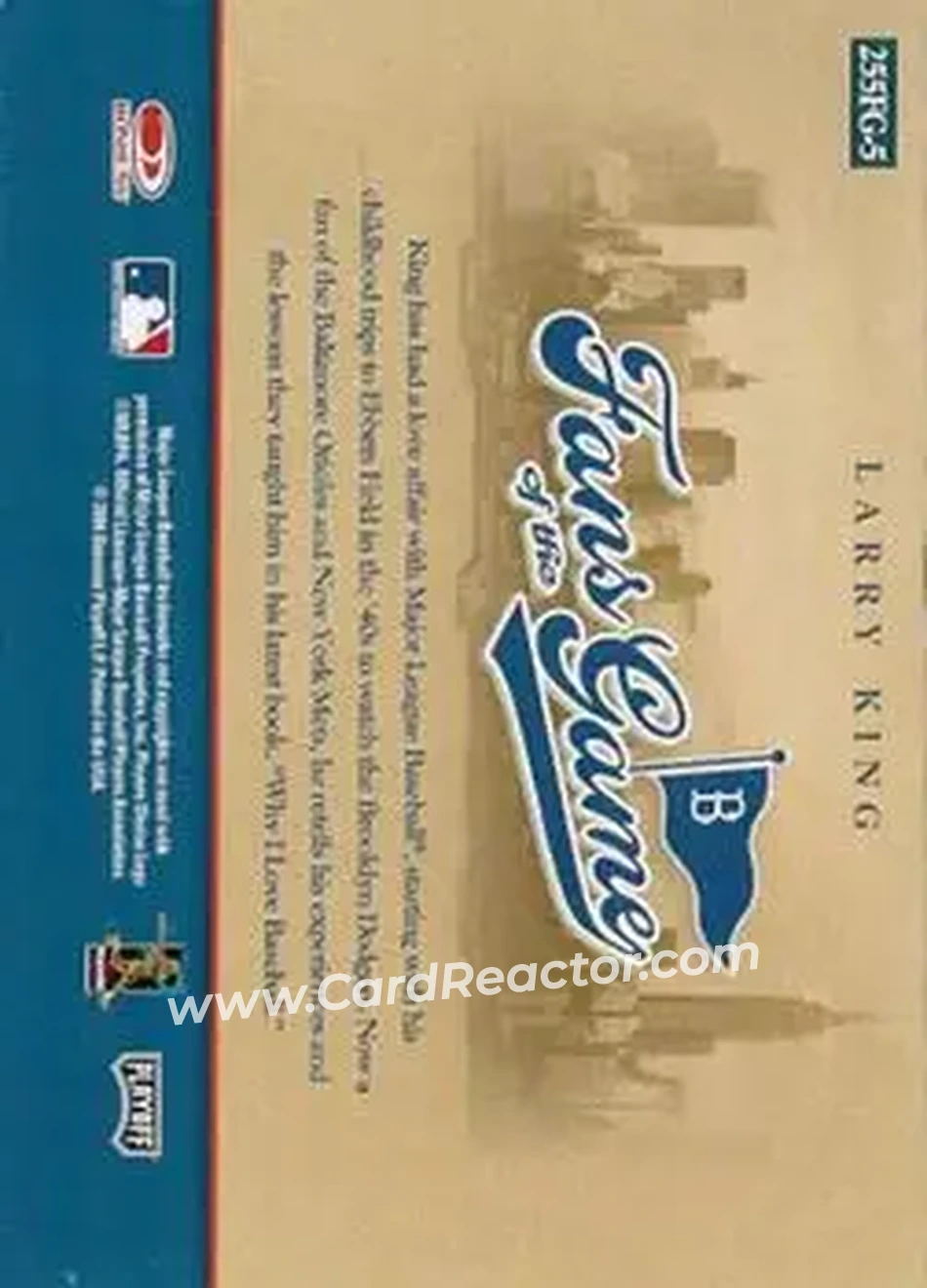 2004 Playoff Honors - Fans of the Game Autographs #255FG-5 - Larry King - Brooklyn Dodgers - Back