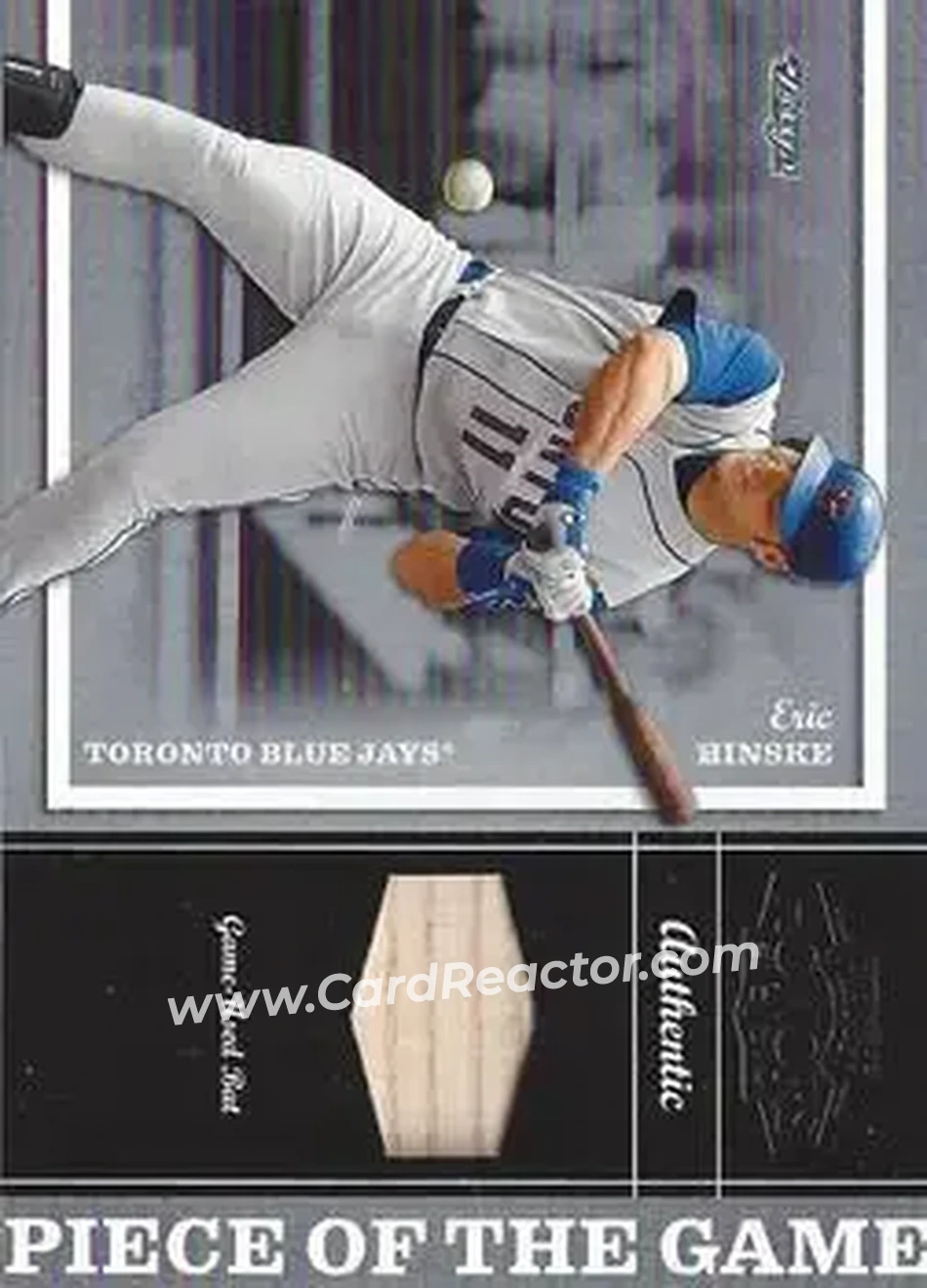 2004 Playoff Honors - Piece of the Game Bat #PG-10 - Eric Hinske - Toronto Blue Jays - Front 2004 Playoff Honors - Piece of the Game Bat #PG-10 - Eric Hinske - Toronto Blue Jays - Front
