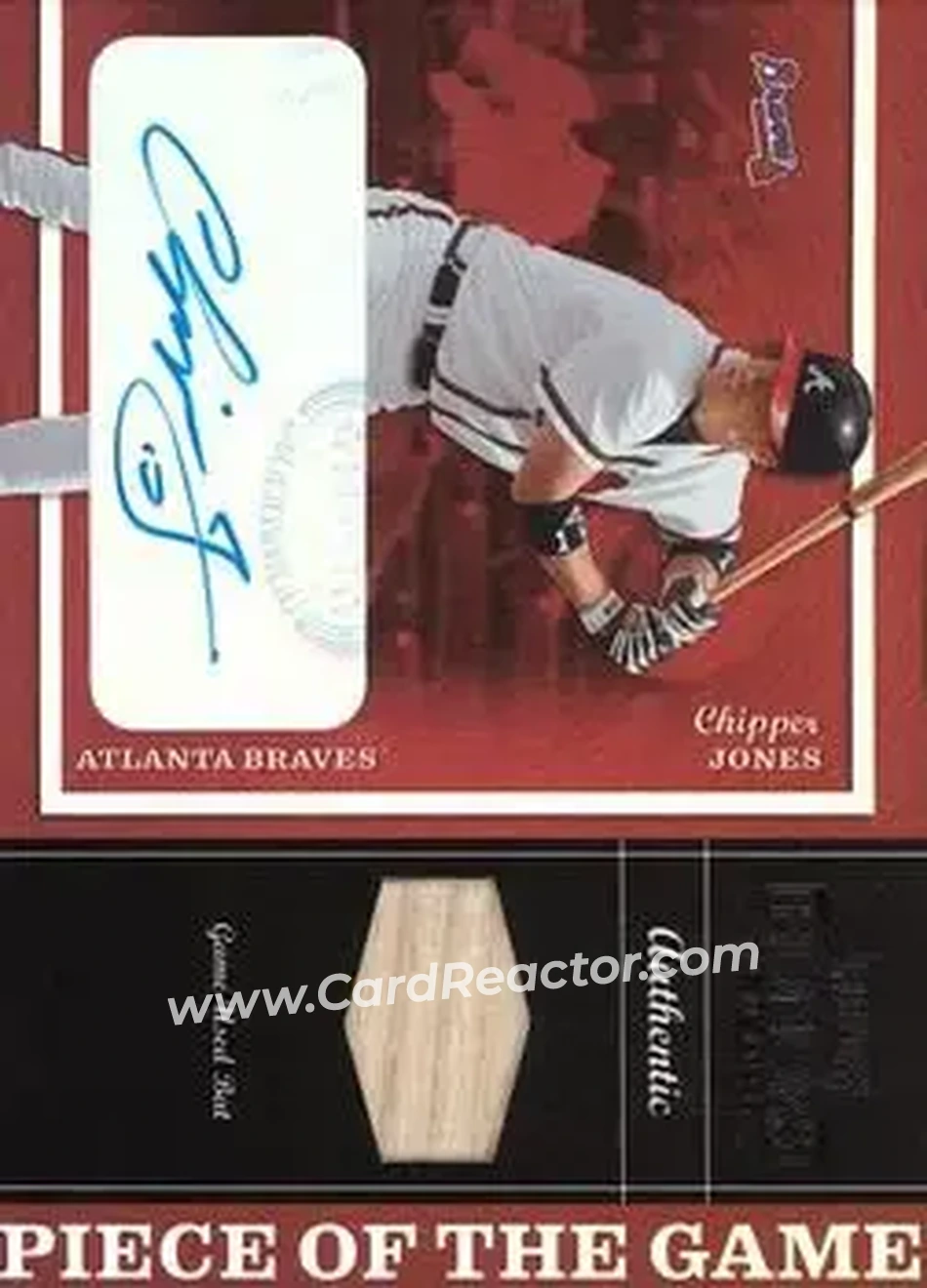 2004 Playoff Honors - Piece of the Game Bat Signature #PG-7 - Chipper Jones - Atlanta Braves - Front