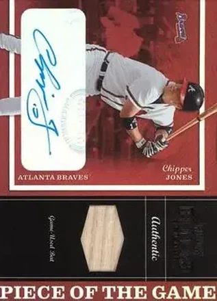 2004 Playoff Honors - Piece of the Game Bat Signature #PG-7 - Chipper Jones - Atlanta Braves