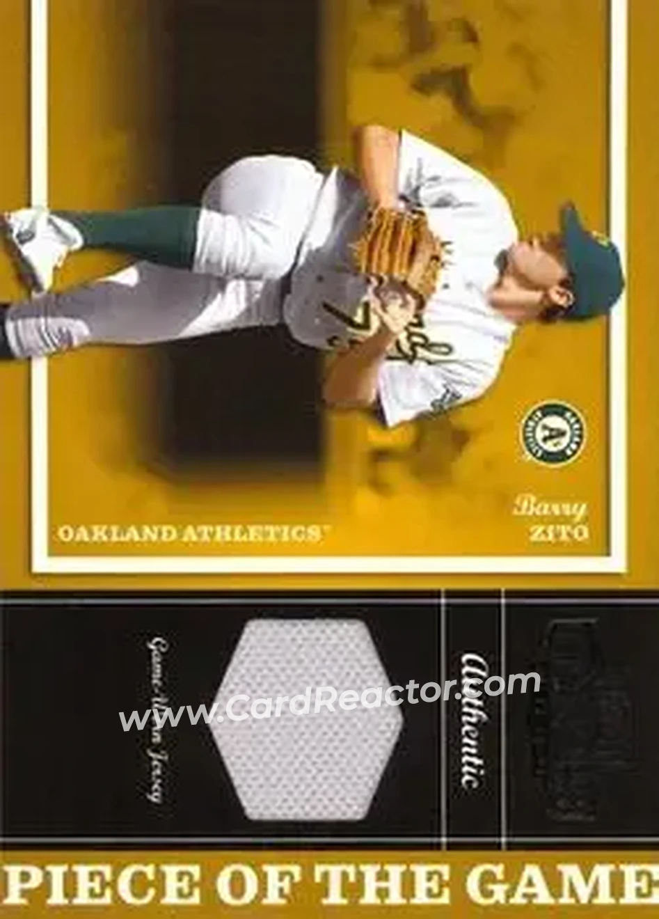 2004 Playoff Honors - Piece of the Game Jersey #PG-4 - Barry Zito - Oakland Athletics - Front