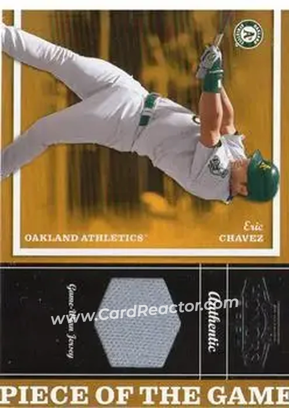 2004 Playoff Honors - Piece of the Game Jersey #PG-9 - Eric Chavez - Oakland Athletics - Front