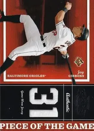 2004 Playoff Honors - Piece of the Game Jersey Number #PG-13 - Jay Gibbons - Baltimore Orioles
