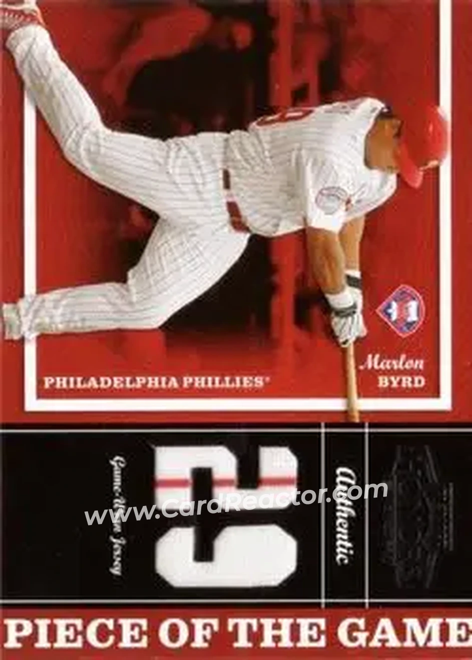 2004 Playoff Honors - Piece of the Game Jersey Number #PG-18 - Marlon Byrd - Philadelphia Phillies - Front