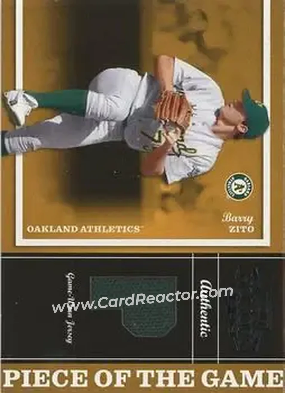 2004 Playoff Honors - Piece of the Game Jersey Position #PG-4 - Barry Zito - Oakland Athletics - Front