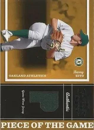 2004 Playoff Honors - Piece of the Game Jersey Position #PG-4 - Barry Zito - Oakland Athletics