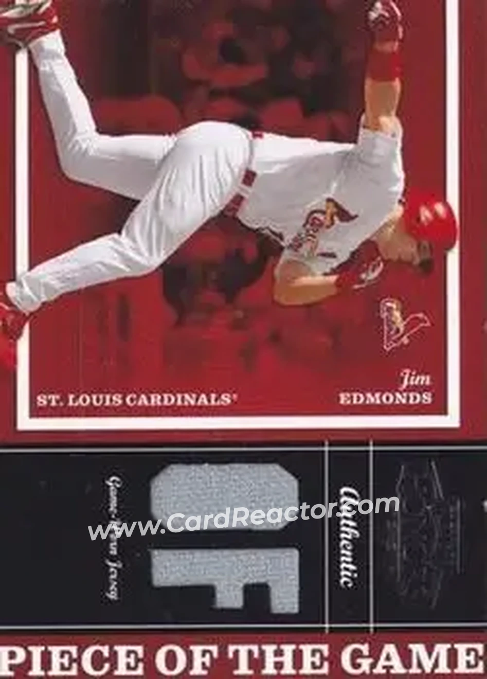 2004 Playoff Honors - Piece of the Game Jersey Position #PG-14 - Jim Edmonds - St. Louis Cardinals - Front