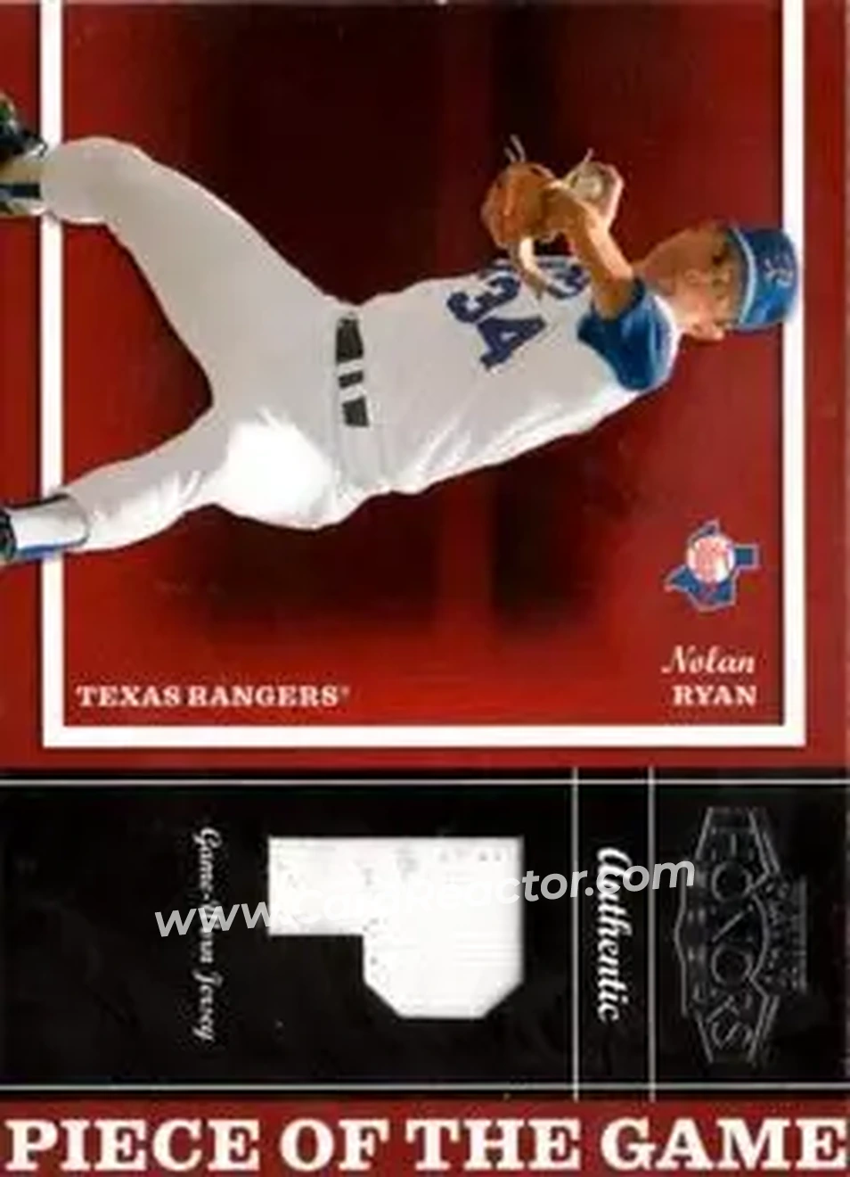 2004 Playoff Honors - Piece of the Game Jersey Position #PG-21 - Nolan Ryan - Texas Rangers - Front 2004 Playoff Honors - Piece of the Game Jersey Position #PG-21 - Nolan Ryan - Texas Rangers - Front