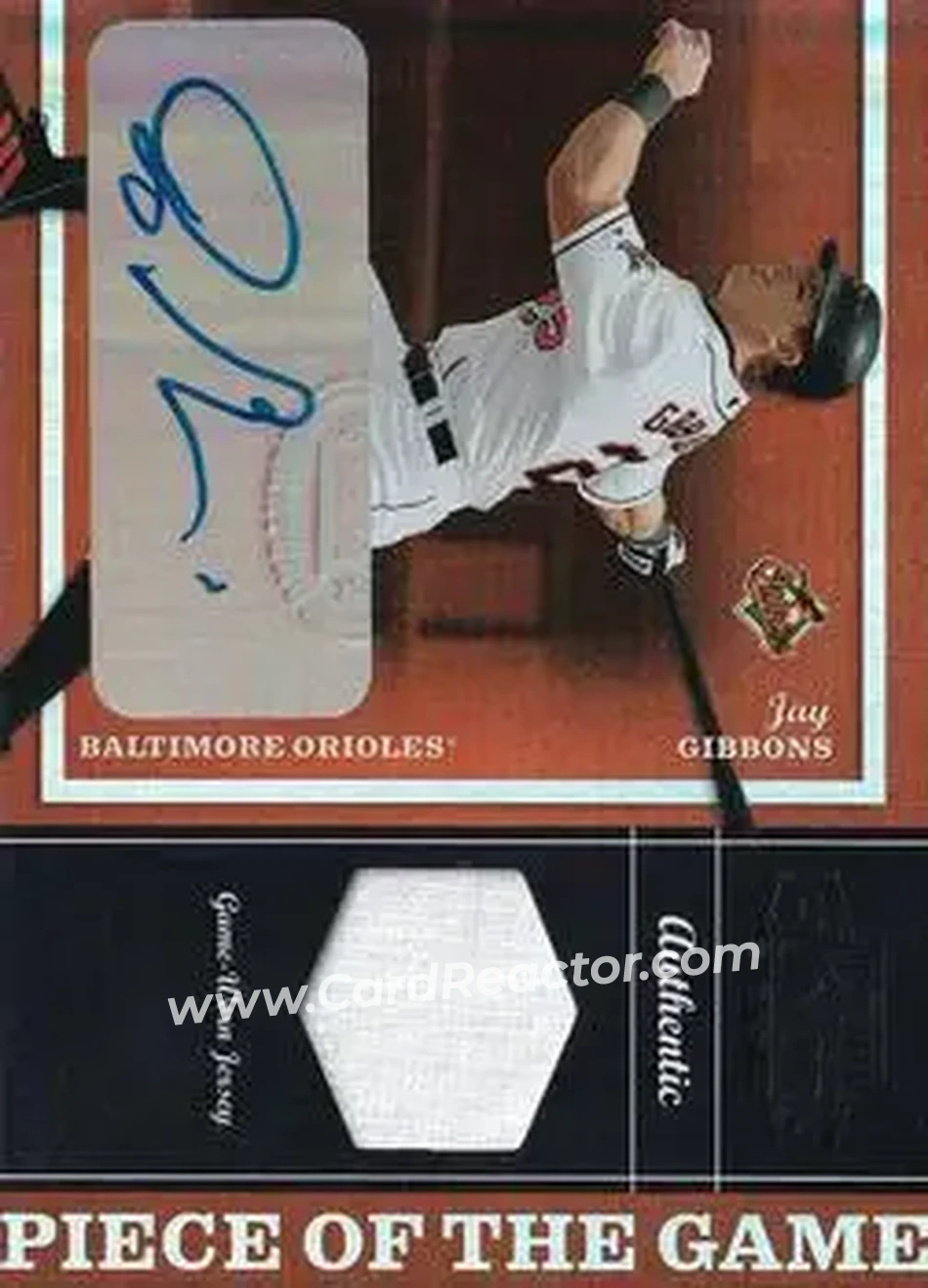 2004 Playoff Honors - Piece of the Game Jersey Signature #PG-13 - Jay Gibbons - Baltimore Orioles - Front