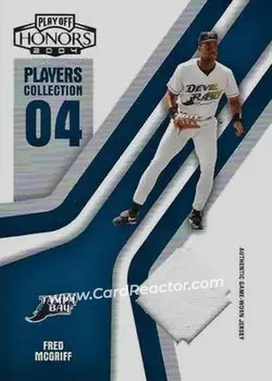 2004 Playoff Honors - Players Collection Jersey Blue #PC-26 - Fred McGriff - Tampa Bay Devil Rays - Front 2004 Playoff Honors - Players Collection Jersey Blue #PC-26 - Fred McGriff - Tampa Bay Devil Rays - Front
