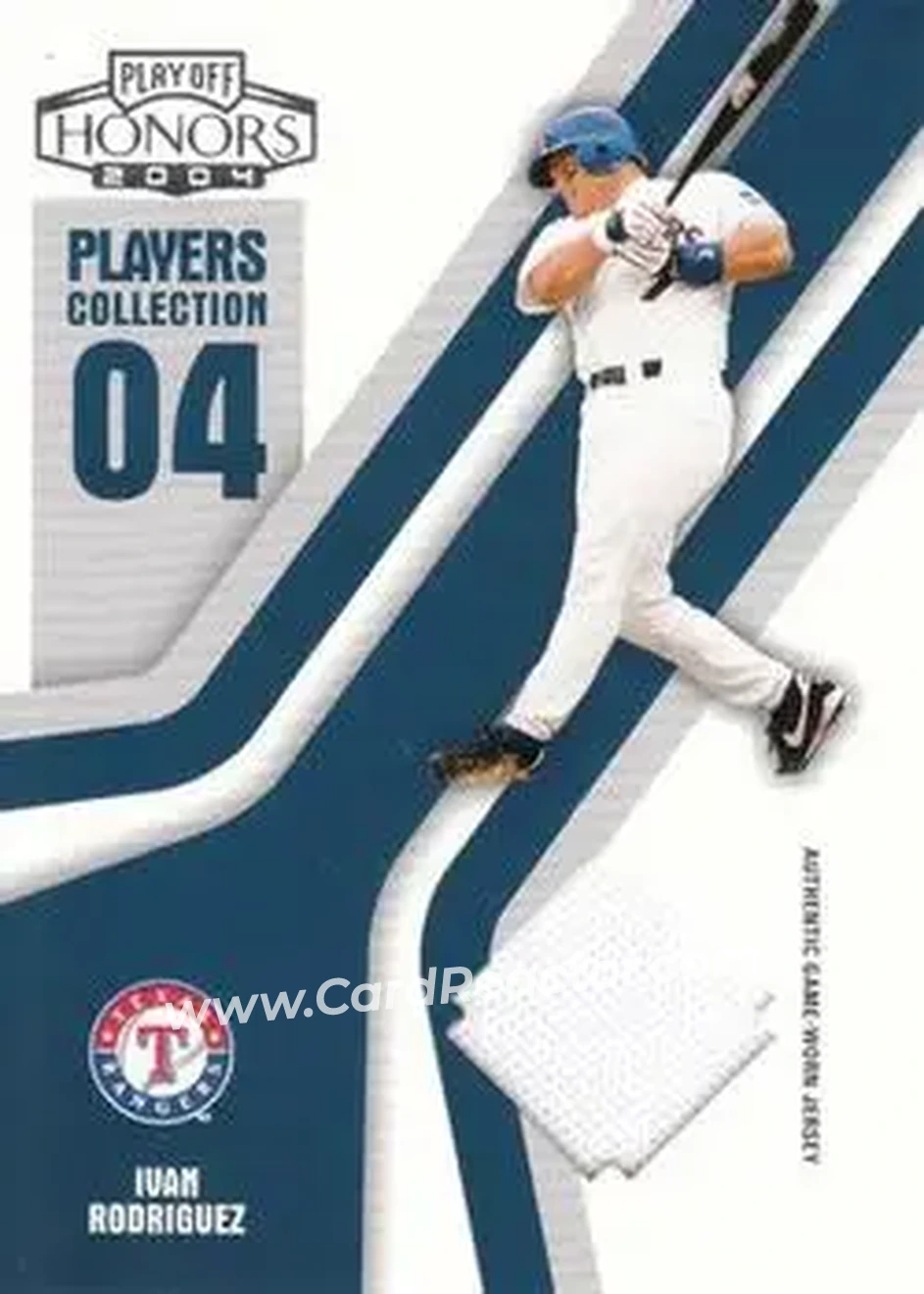 2004 Playoff Honors - Players Collection Jersey Blue #PC-38 - Ivan Rodriguez - Texas Rangers - Front