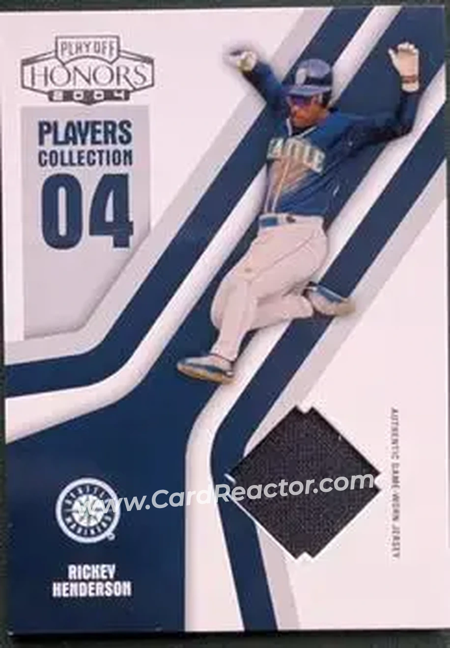 2004 Playoff Honors - Players Collection Jersey Blue #PC-75 - Rickey Henderson - Seattle Mariners - Front 2004 Playoff Honors - Players Collection Jersey Blue #PC-75 - Rickey Henderson - Seattle Mariners - Front