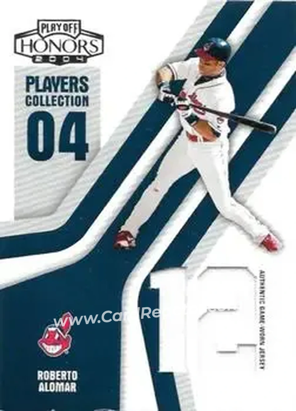 2004 Playoff Honors - Players Collection Jersey Blue Number #PC-77 - Roberto Alomar - Cleveland Indians - Front 2004 Playoff Honors - Players Collection Jersey Blue Number #PC-77 - Roberto Alomar - Cleveland Indians - Front