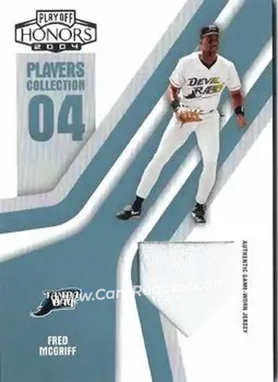 2004 Playoff Honors - Players Collection Jersey Platinum #PC-26 - Fred McGriff - Tampa Bay Devil Rays - Front 2004 Playoff Honors - Players Collection Jersey Platinum #PC-26 - Fred McGriff - Tampa Bay Devil Rays - Front