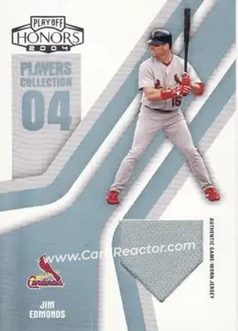 2004 Playoff Honors - Players Collection Jersey Platinum #PC-40 - Jim Edmonds - St. Louis Cardinals - Front 2004 Playoff Honors - Players Collection Jersey Platinum #PC-40 - Jim Edmonds - St. Louis Cardinals - Front