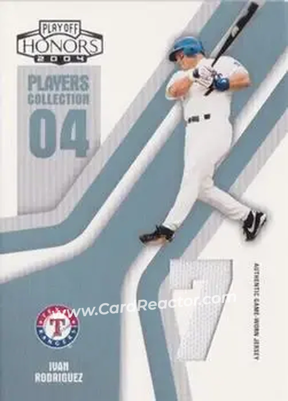 2004 Playoff Honors - Players Collection Jersey Platinum Number #PC-38 - Ivan Rodriguez - Texas Rangers - Front