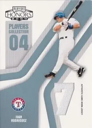 2004 Playoff Honors - Players Collection Jersey Platinum Number #PC-38 - Ivan Rodriguez - Texas Rangers