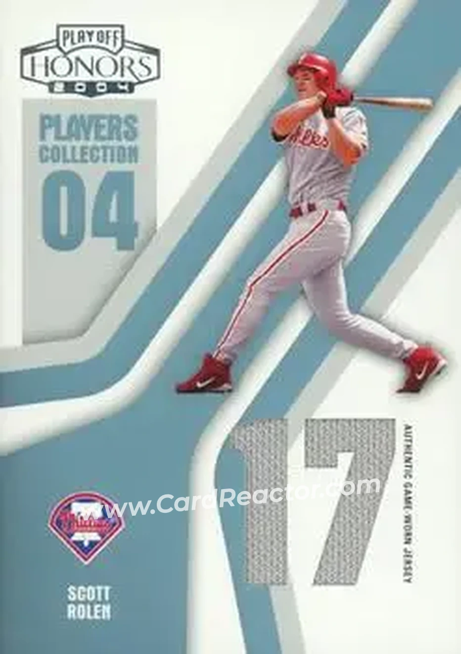 2004 Playoff Honors - Players Collection Jersey Platinum Number #PC-86 - Scott Rolen - Philadelphia Phillies - Front