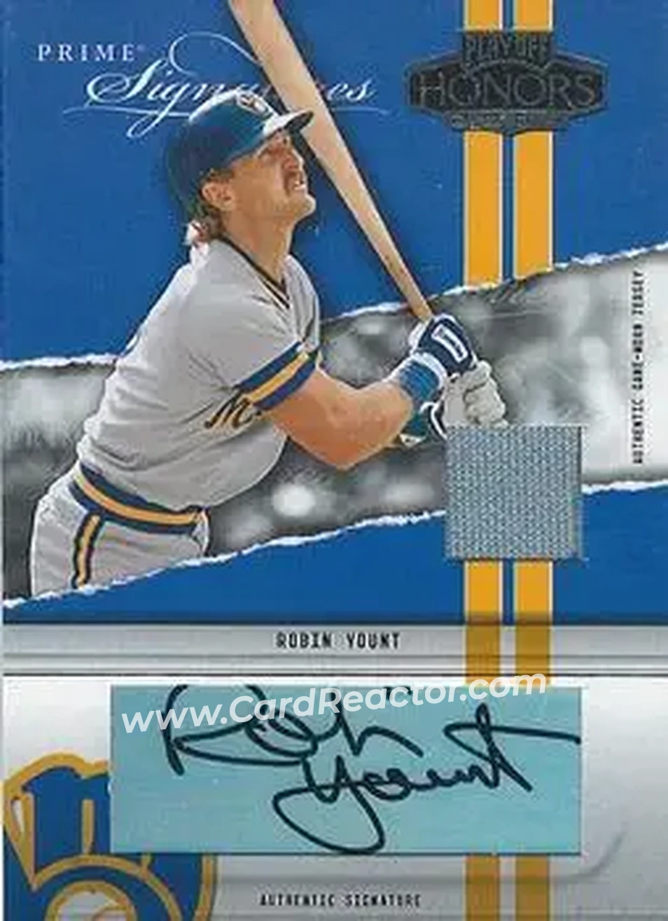 2004 Playoff Honors - Prime Signature Autograph Jersey #PS-29 - Robin Yount - Milwaukee Brewers - Front