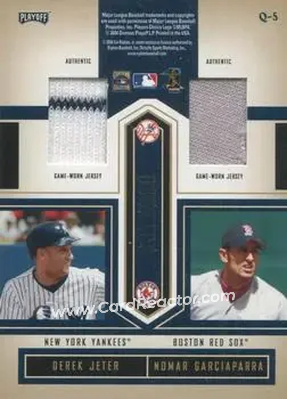 2004 Playoff Honors - Quad Material #Q-5 - Cal Ripken - Derek Jeter - Alex Rodriguez - Nomar Garciaparra - Back