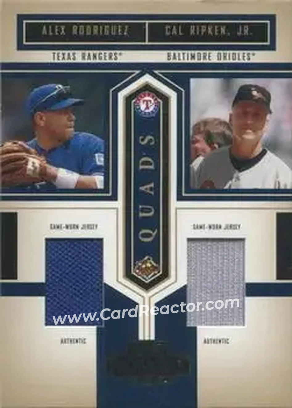 2004 Playoff Honors - Quad Material #Q-5 - Cal Ripken - Derek Jeter - Alex Rodriguez - Nomar Garciaparra - Front