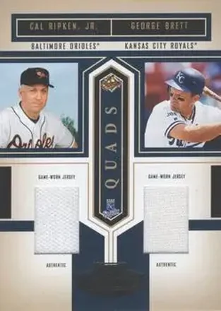 2004 Playoff Honors - Quad Material #Q-13 - Cal Ripken - George Brett - Paul Molitor - Rod Carew