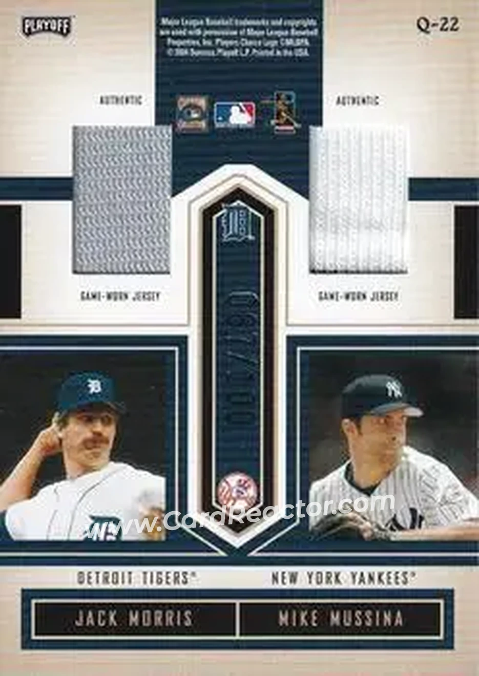 2004 Playoff Honors - Quad Material #Q-22 - Mike Mussina - Greg Maddux - Jack Morris - Bert Blyleven - Back